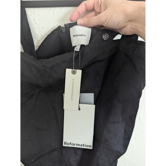 NWT Reformation Clement linen midi dress size 8 black minimalist summer - Picture 8 of 10